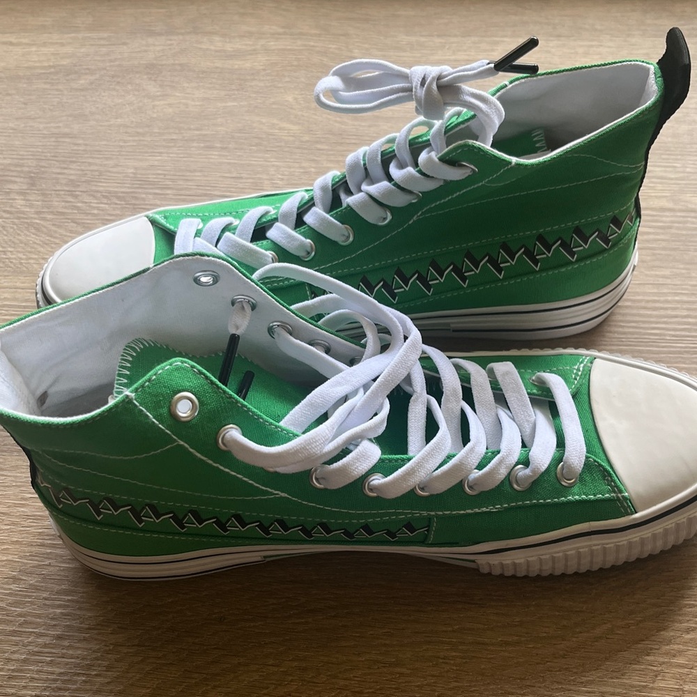 Karl Langerfeld Green High-Top Sneakers with White Accents